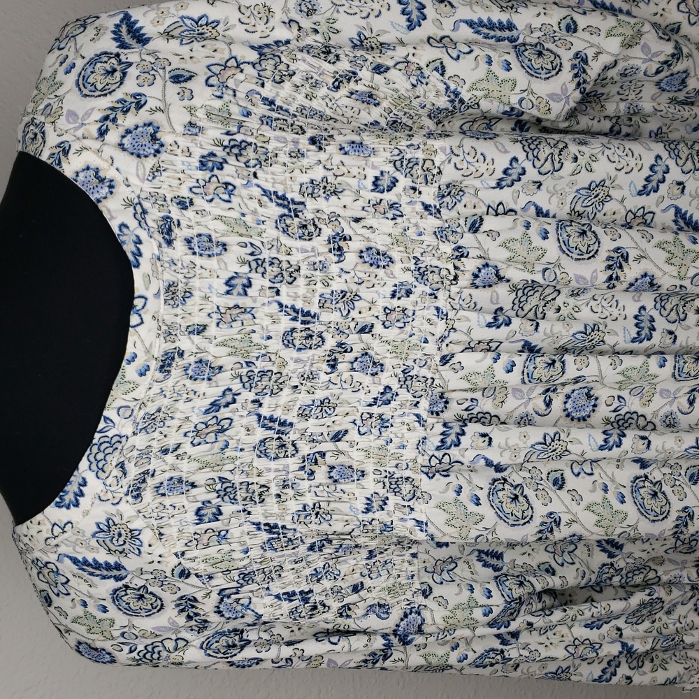 Rose + Olive Floral Button Up 3/4 Sleeves Tunic Top Size 2X Loose Fit Bohemian - Picture 9 of 16